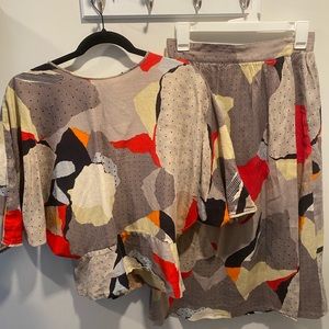 Vintage “Argentini” brand linen & silk skirt set.